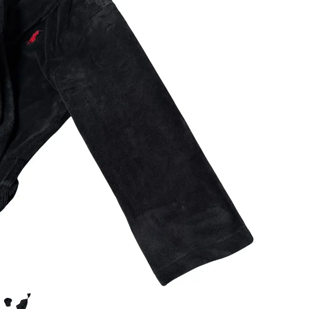 Polo Ralph Lauren Microfiber Shawl‎ Robe Black Plush Big Red Pony L XL